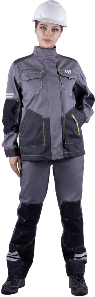 Куртка женская ЭДВАНС от механических воздействий и ОПЗ, серый/темно-серый/черный