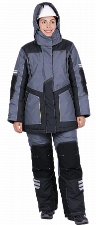 Куртка женская ЭДВАНС от понижен. темп. воздуха и ветра, мех. воздействий и ОП серый/т.серый/лимон