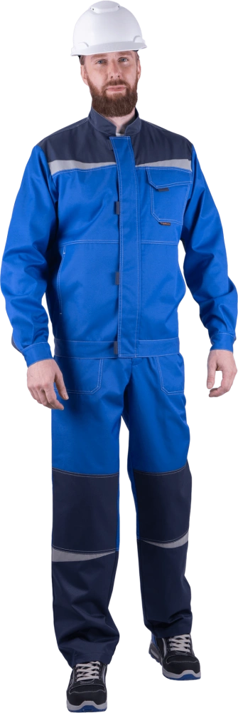 Костюм мужской КМ-10 ЛЮКС ОПЗ (куртка, брюки) василек/темно-синий 