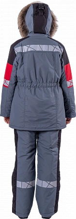 Куртка женская ХАЙ-ТЕК SAFETY от понижен. темп. воздуха и ветра, МВ и ОПЗ серый/красный/черный